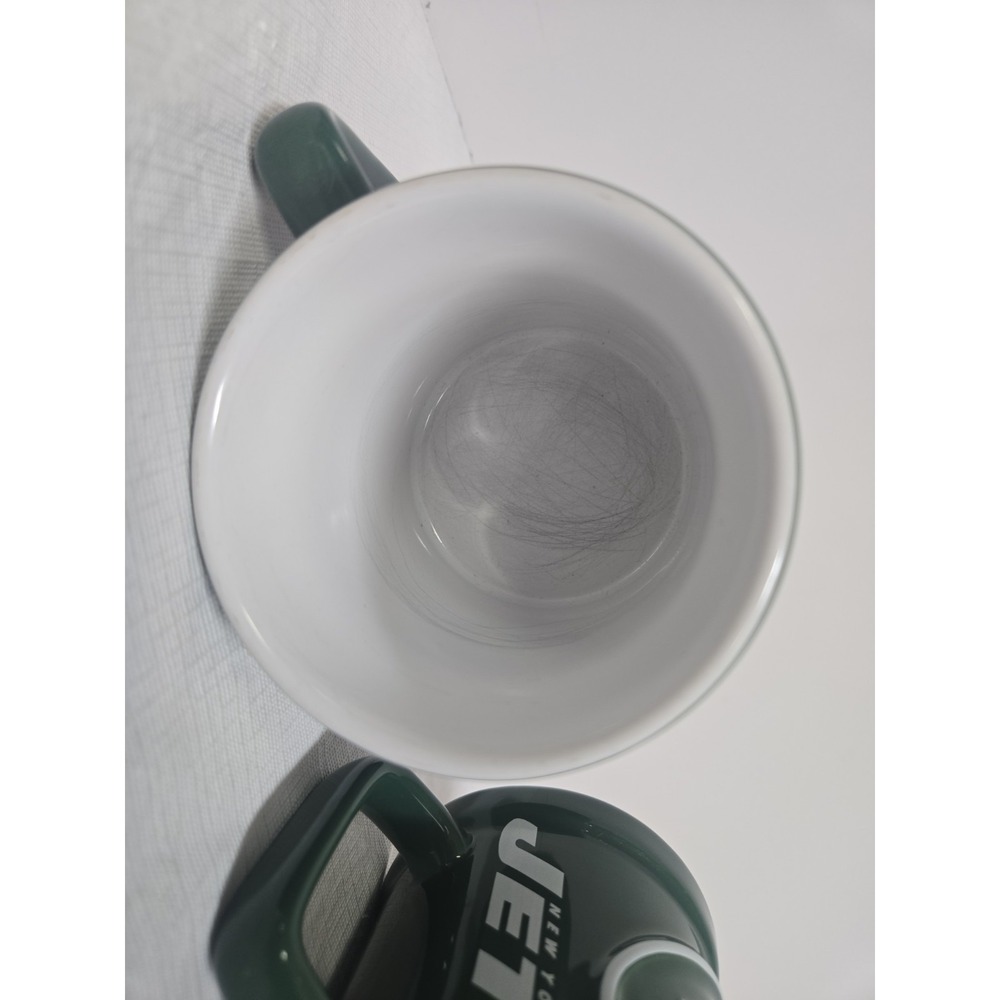 New York Jets Coffee Mugs Set of 2 Green White NFL Football Team Old Logo Cup - Picture 6 of 8